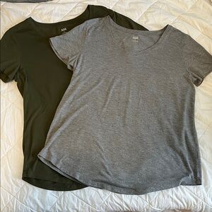 A.n.a Olive Green and Gray Scoop Neck Tees
